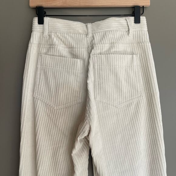 LA LIGNE Reece Trouser Ivory Size 2 Cream Corduroy Pant High Rise Wide Leg Chic - Picture 12 of 16